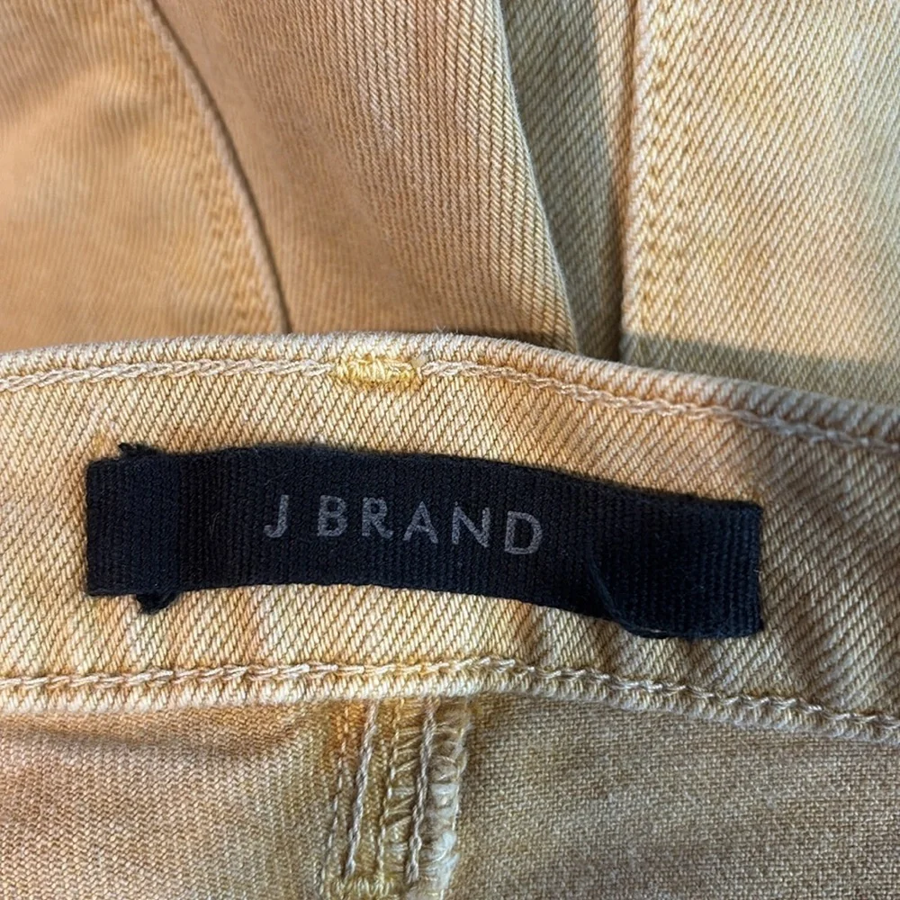 J Brand Julia High Rise Fringe Hem Crop Flare Jeans in Litho Gold Size 28